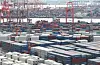 Shipping containers are stacked at a port in the southeastern city of Busan in September. [NEWS1]