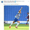 A tweet on the official Brighton & Hove Albion Women Twitter account celebrates Lee Geum-min's goal in the opening game of the season against West Ham on Sunday. [SCREEN CAPTURE]