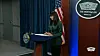 Sabrina Singh, principal deputy spokesperson for the U.S. Department of Defense, speaks during a daily press briefing at the Pentagon in Washington on Thursday. [DEPARTMENT OF DEFENSE]