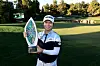 Ji Eun-hee poses with the champions trophy after defeating Ayaka Furue of Japan three-and-two in the Bank of Hope LPGA Match-Play Hosted by Shadow Creek at Shadow Creek Golf Course on Sunday in Las Vegas, Nevada. [AFP/YONHAP]