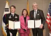 From left, Jo Ji-ho, deputy head of the National Police Agency, Ellen Park, a Korean-American New Jersey Assemblywoman, and Phil Murphy, New Jersey Governor pose for the photo after signing a memorandum of understanding on reciprocity of driver's license at Conrad Hotel in western Seoul on Wednesday. [PARK SANG-MOON]
