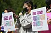 A coalition of women's rights organizations holds a protest outside the National Assembly in western Seoul on May 26 to urge the establishment of an anti-discrimination law. [YONHAP]