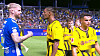 Borussia Dortmund, in yellow, react after losing 4-0 to BG Pathum United in a friendly on Sunday. [ONE FOOTBALL]
