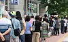 People line up in front of an employment welfare center in Nowon District, northern Seoul, to apply for unemployment benefits on Tuesday. [YONHAP]