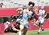 Jeong Yeon-sik scores a try for Korea in a Group A rugby sevens match against New Zealand at the 2020 Tokyo Olympics in Tokyo. [YONHAP]