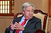 UN Secretary-General Antonio Guterres speaks during his meeting with South Korean Foreign Minister Park Jin in Seoul on Aug. 12. [YONHAP]
