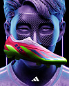 A promotional poster for limited-edition Adidas football boots shows the green and red boots over an image of Tottenham Hotspur midfielder Son Heung-min. The boots, which have “Son Heung-min” written on them in Korean, were released to mark 15 years since the Korean footballer first moved to Germany to join the Hamburger SV academy. [YONHAP]