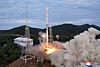 North Korea launches a newly-developed Chollima-1 rocket carrying the Malligyong-1 satellite from the Sohae satellite launching site in North Pyongan Province on May 31, as seen in a photo released by the state-run Korean Central News Agency. It made a second launch Thursday which ended in failture.[YONHAP]