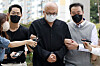 Composer and producer Don Spike, whose real name is Kim Min-soo, enters the Seoul North District Court in northern Seoul on Wednesday for a warrant review requested by the police. [NEWS1]