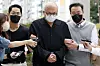 Composer and producer Don Spike, whose real name is Kim Min-soo, enters the Seoul North District Court in northern Seoul on Wednesday for a warrant review requested by the police. [NEWS1]