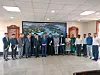 This photo, captured from the social media of Hindustan Shipyard, shows a meeting between the Indian company and a delegation from Hanwha Ocean in India on Jan. 13. [YONHAP]