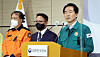 Kim Sung-ho, far right, vice minister for Disaster and Safety Management of the Ministry of the Interior and Safety, speaks during a briefing at the Sejong government complex on Monday. [NEWS1]