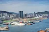 Ships are docked at the North Port in Dong District, Busan. [YONHAP]