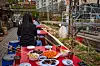 Cheolgil Tteokbokki's outdoor tables overlook the view of trains passing on the railroad. [BAEK JONG-HYUN]