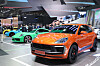 Porsche models are displayed at the Seoul Mobility Show at Kintex, Gyeonggi, on March 31. [YONHAP]