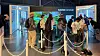 Visitors on July 11 crowd Naver Cloud's booth at the 2025 World Expo in Osaka, Japan, which opened from July 9 to 11. [YONHAP]