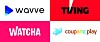 The logos of local streaming services Wavve, Tving, Coupang Play and Watcha [EACH COMPANY]