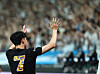 Son Heung-min waves to the crowd during a lap of honor following a Coupang Play Series friendly between Tottenham Hotspur and Newcastle United at Seoul World Cup Stadium on Aug. 3. [YONHAP]