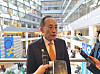 Finance Minister Choo Kyung-ho speaks to reporters in Washington on Thursday during his trip to attend the spring meetings of the World Bank and the IMF. [NEWS1]