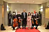 Kang Ju-hyun, author of ″The hidden tales in a papyrus bundle,″ third from right, and Egyptian Ambassador to Korea Hazem Fahmy, third from left, celebrate the publication of Kang's five-book series at the embassy in Seoul on Friday. The series is an illustrated edition about ancient Egyptian tales passed down from unknown Egyptian authors, dating from 2,050 B.C. to 600 B.C., with the stories translated directly to Korean from the original script in hieroglyphs and edited by Kang. Kang has also done all the illustrations in the series that reflect original Egyptian art and symbolism, according to the embassy. [EMBASSY OF EGYPT IN KOREA]