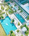 An aerial view of an outdoor swimming pool at Village de Ananti in Gijang County, Busan, which opened on July 18. [VILLAGE DE ANANTI]