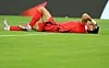 Kim Min-jae reacts after slipping while trying to chase down Darwin Nunez of Uruguay during a World Cup Group H match against Uruguay at Education City Stadium in Qatar on Thursday. [YONHAP]