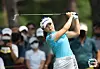 Song Ga-eun tees off in the second hole during the final round of the the Daebo hausD Open at Seowon Valley Country Club in Paju, Gyeonggi on Sunday. [KLPGA]