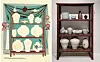 Kim Whanki's 1956 painting ″Jars,″ left, and a piece of wooden furniture that seems to be a model for the wooden shelves in the painting. They are on view at Kim's retrospective at the Hoam Museum of Art. ⓒWhanki Foundation·Whanki Museum [HOAM MUSEUM OF ART, MOON SO-YOUNG]