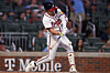 Atlanta Braves infielder Kim Ha-seong hits a single against the Washington Nationals in the second inning at Truist Park in Atlanta, Georgia on Sept. 22. REUTERS/YONHAP]