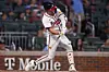 Atlanta Braves infielder Kim Ha-seong hits a single against the Washington Nationals in the second inning at Truist Park in Atlanta, Georgia on Sept. 22. REUTERS/YONHAP]