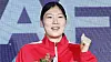 Tseveenravdan Orkhon from Mokpo Girls' Commercial High School poses for a picture during the V League rookie draft on Monday at the Riviera Hotel in Cheongdam, southern Seoul. [YONHAP]