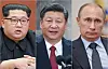 From left, North Korean leader Kim Jong-un, Chinese President Xi Jinping and Russian President Vladimir Putin [JOONGANG PHOTO]