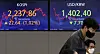 A screen in Hana Bank's trading room in central Seoul shows the Kospi closing at 2,237.86 points on Thursday, up 22.64 points, or 1.02 percent, from the previous trading day. The won closed at 1,402.4 won against the dollar, down 7.7 won from the previous session's close. [YONHAP]
