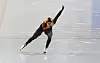 Kim Min-sun races in the women's 500-meter race at the 48th National Sprint Speed Skating Championship held in the Taereung International Rink in Seoul on Thursday. [YONHAP]