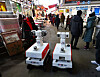 Fire detection robots patrol Namguro Market in Guro District, western Seoul, on Thursday. The Seoul Metropolitan Government launched a pilot program putting into operation patrol robots that can detect and extinguish fires and help people evacuate at traditional markets in the capital area. [YONHAP]