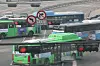 Buses on the street in Seoul on Sunday. The price of public transportation in Seoul may increase between 300 won ($0.24) and 400 won in April. [YONHAP]