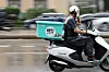 A Baedal Minjok food delivery rider in Seoul in 2020. The government started a program in which customers will get a 10,000-won refund for every four orders placed via food delivery apps to boost restaurant businesses hit by social distancing restrictions. [YONHAP]