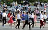 Young men and women dance at an outdoor festival held on the banks of the Han River in Yeouido, western Seoul, on Saturday. As the Covid-19 pandemic winds down, outdoor festivals are resuming across the country. [NEWS1]