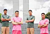 From left to right; Ha Chang-rae, Gu Sung-yun, Mun Ji-hwan and Kim Jeong-hoon of Gimcheon Sangmu pose for a picture in the club's special uniforms to honor Memorial Day on June 6 and the anniversary of the start of the Korean War on June 25. [GIMCHEON SANGMU]