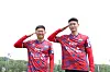 Gimcheon Sangmu's Kwon Chang-hoon, left and Cho Gue-sung [GIMCHEON SANGMU]