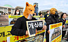 Animal rights advocates on Wednesday urge the National Assembly in Yeouido, western Seoul, to legislate a special law prohibiting dog meat consumption. [NEWS1]