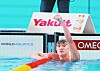 Kim Woo-min celebrates after the men's 400-meter freestyle final at the World Aquatics Championships 2024 in Doha, Qatar on Sunday. [EPA/YONHAP]