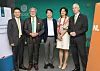 From left, Kim Sung-woo, head of the Environment and Energy Research Institute at Kim & Chang; EU Ambassador to Korea Michael Reiterer; You Jong-il, dean of Korea Development Institute (KDI) School of Public Policy and Management; Joanne Doornewaard, Dutch ambassador to Korea; and Frank Rijsberman, director-general of Global Green Growth Institute (GGGI), attending the Climate Talk and Net Zero 2050 conference hosted by GGGI and the Embassy of the Netherlands at GGGI in central Seoul on Wednesday. [PARK SANG-MOON]