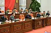 North Korean leader Kim Jong-un, center front, calls out senior officials for causing a ″great crisis″ endangering the safety of the country in its Covid-19 prevention efforts in a Politburo meeting of the ruling Workers’ Party, reported its official Korean Central News Agency Wednesday. [YONHAP]