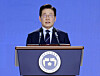 President Lee Jae Myung speaks during an event to mark the launch of the 22nd presidential Peaceful Unification Advisory Council at the Kintex convention center in Goyang, Gyeonggi, on Dec. 2. [YONHAP]