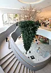 An 'upcycled' tree on display at Lotte Department Store’s branch in Dongtan, Gyeonggi. According to Lotte Department Store, the tree is artwork by artist Im Jung-joo. It is part of a series titled “Noneloquent.” Some 100 artworks are on display, including a painting by British artist David Hockney titled “In the Studio, December 2017,” to attract customers. The Dongtan branch, which opened last month, is the first new Lotte branch in seven years. [LOTTE SHOPPING]
