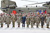Acting President and Prime Minister Han Duck-soo, fifth from left, poses for a group photo with Korean and U.S. troops during a visit to the Korea-U.S. Combined Forces Command at U.S. Camp Humphreys in Pyeongtaek, Gyeonggi, on April 23. [YONHAP]