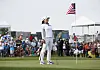 Ko Jin-young reacts on the 18th green after winning the LPGA Volunteers of America Classic at the Old American Golf Club in The Colony, Texas on Sunday. [AP/YONHAP]