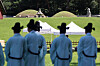 The inauguration ceremony for the public opening of Hyoreung, the resting place of the 12th ruler of the Joseon Dynasty (1392-1913), King Injong, and his consort Queen Inseong, is held on Thursday at the site of the tomb in Goyang, Gyeonggi. [YONHAP]