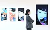 NFT art pieces or blockchain-minted artworks are displayed on LG Electronics organic light-emitting displays (OLEDs). [YONHAP]